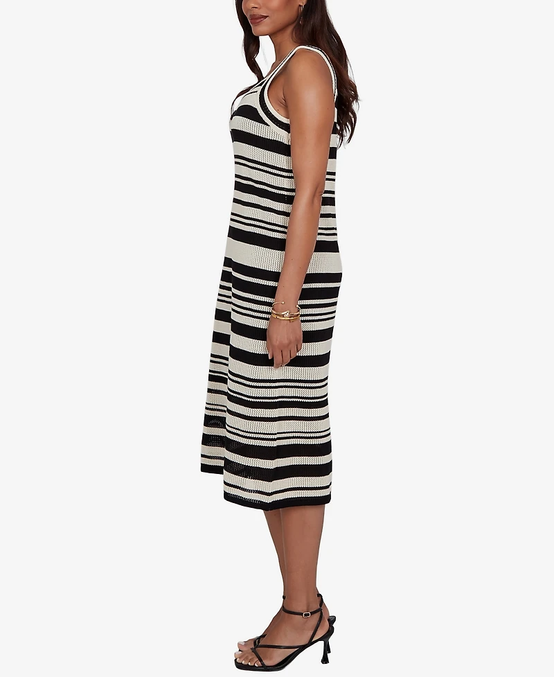 Ruby Rd. Petite Striped Mesh Sleeveless Sweater Dress