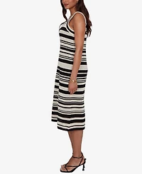 Ruby Rd. Petite Striped Mesh Sleeveless Sweater Dress