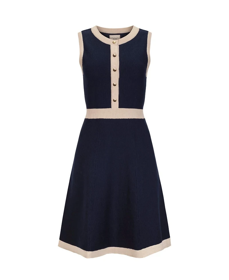 Hope & Henry Women's Organic Sleeveless Button Front Sweater Dress
