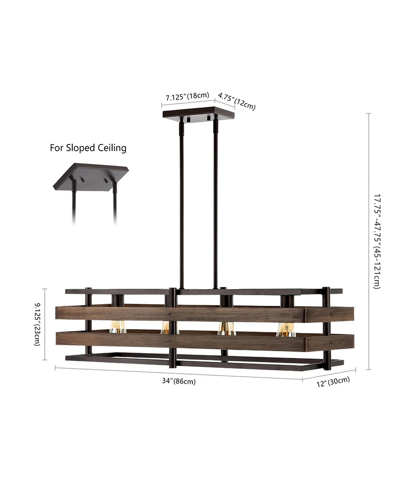 Horizon Rustic Farmhouse Iron Linear Led Pendant