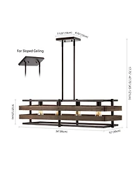 Horizon Rustic Farmhouse Iron Linear Led Pendant