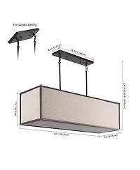Cole Minimalist Industrial Rectangular Linen Iron Linear Led Pendant