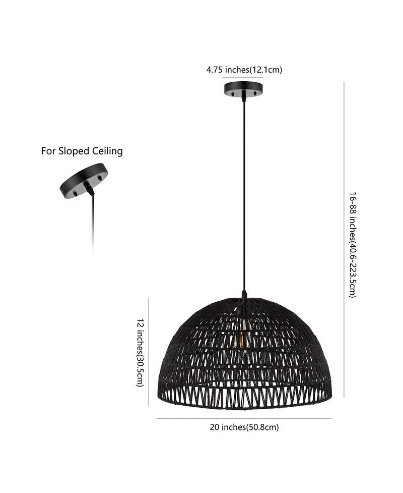Campana Bohemian Modern Woven Rattan iron Led Pendant