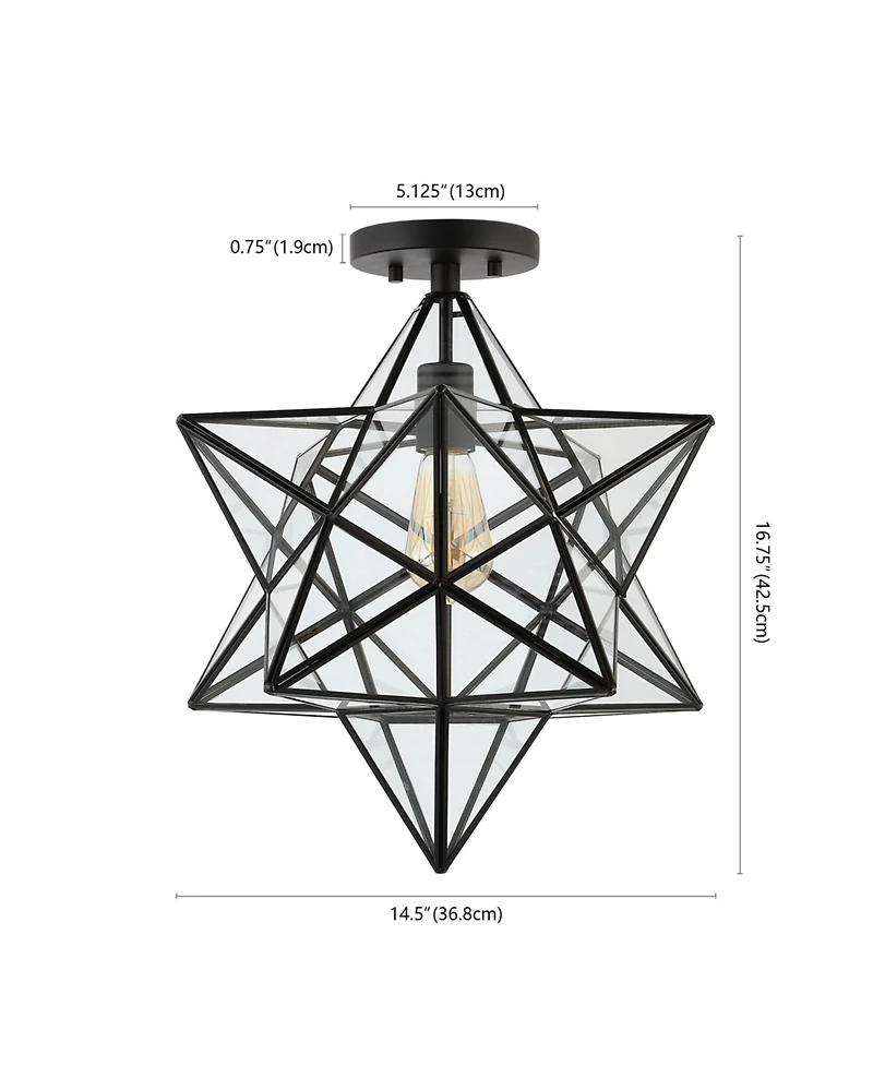 Jonathan Y Ava Farmhouse Bohemian Iron/Glass Led Semi Flush Mount Ceiling Light