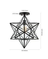 Jonathan Y Ava Farmhouse Bohemian Iron/Glass Led Semi Flush Mount Ceiling Light