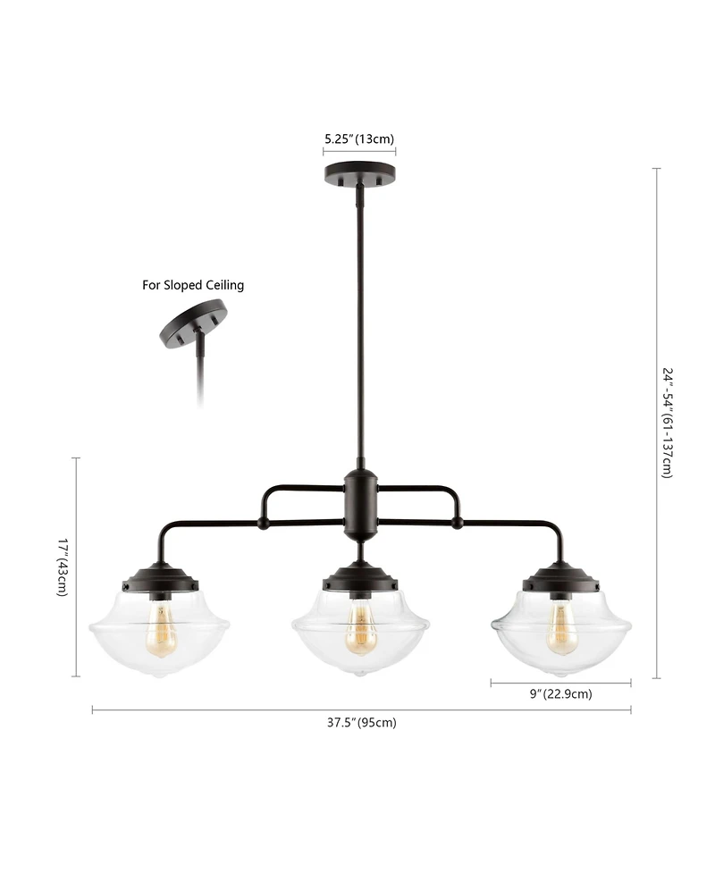 Avery Industrial Farmhouse Rustic Iron/Glass Linear Led Pendant