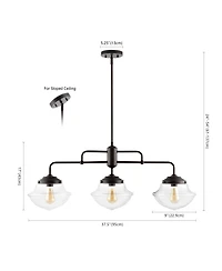 Avery Industrial Farmhouse Rustic Iron/Glass Linear Led Pendant