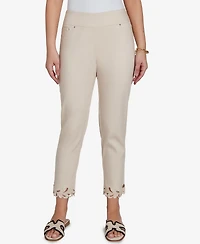 Ruby Rd. Petite Embroidered Cutout Denim Ankle Pants