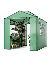 GarveeLife 6x8 Ft Pop-Up Greenhouse With Durable Pe Cover, Large Grow Tent, Features Zippered Doors And Mesh Windows For Indoor/Outdoor Plants