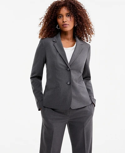 Kasper Women's Machine Washable Two-Button Blazer, Regular & Petite