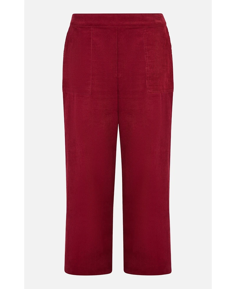 Yumi Women's Cord Cropped Wide Leg Pants