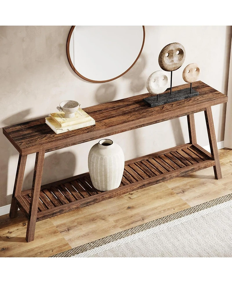 Tribesigns 70.86-Inch Console Table for Entyrway, Farmhouse 2-Tier Entry Entrance Table, Narrow Long Sofa Table