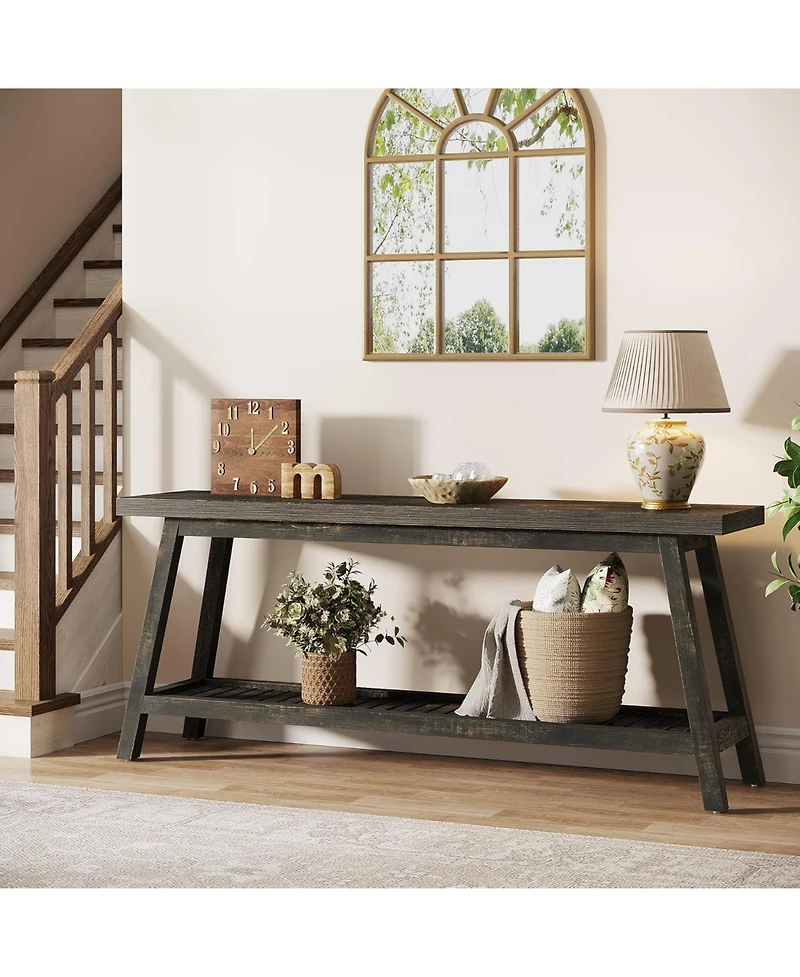 Tribesigns 70.86-Inch Console Table for Entyrway, Farmhouse 2-Tier Entry Entrance Table, Narrow Long Sofa