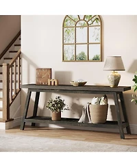Tribesigns 70.86-Inch Console Table for Entyrway, Farmhouse 2-Tier Entry Entrance Table, Narrow Long Sofa