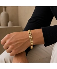 Men's Sterling Silver Iced Out Cubic Zirconia Miami Cuban Chain Bracelet