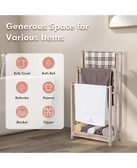 sumyeg Freestanding Towel Rack with 3 Bars and Bottom Storage Shelf Organizer