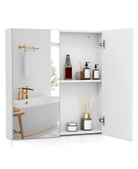 sumyeg Double Door Bathroom Wall Cabinet with Mirror and Adjustable Shelf