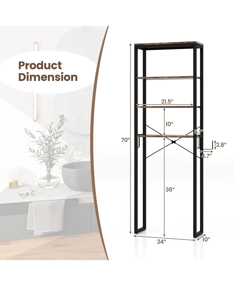 sumyeg 4-Tier Freestanding Over The bath fixture Storage Rack Organizer