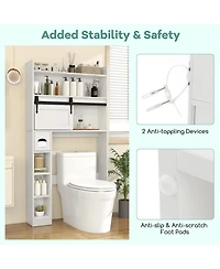 sumyeg Over The bath fixture Storage Cabinet with Sliding Barn Door and Adjustable Shelves