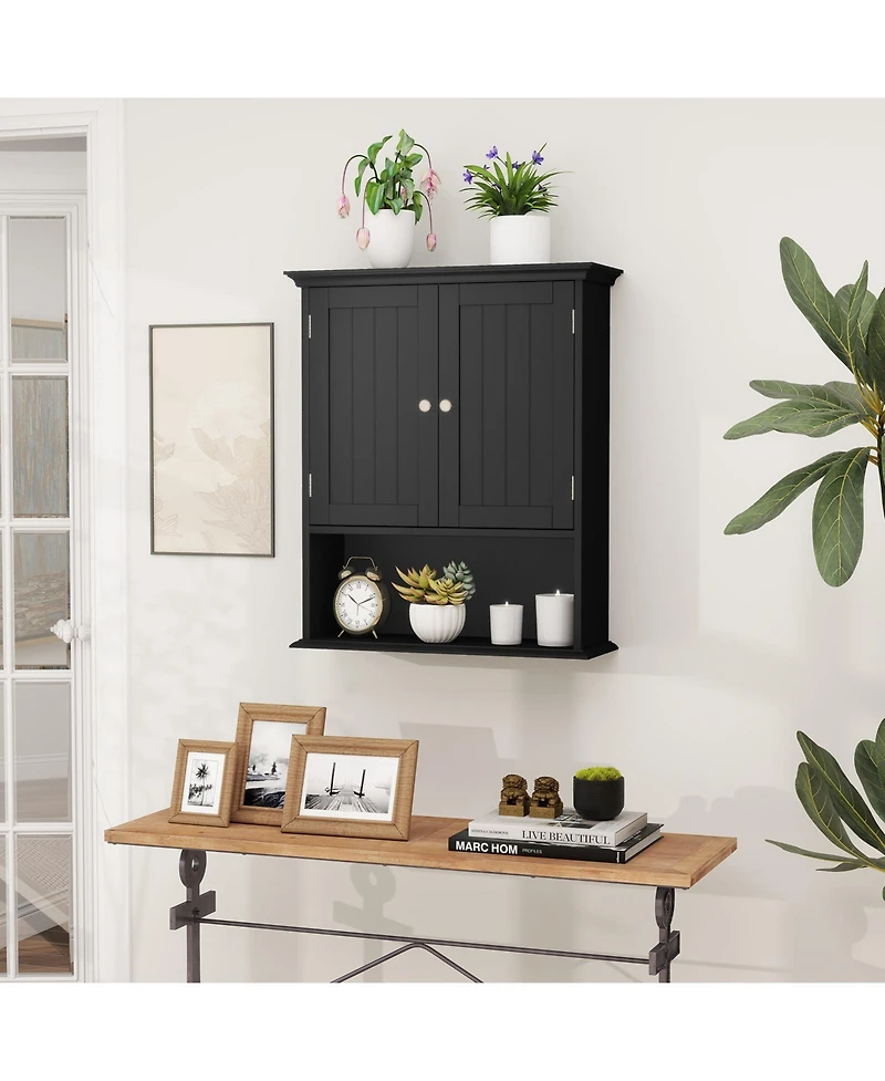 sumyeg Wall Mount Bathroom Storage Cabinet with Doors and Shelves Organizer