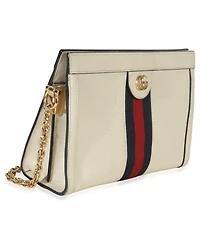 Pre-Owned Gucci White Leather Small Ophidia Chain Shoulder Bag