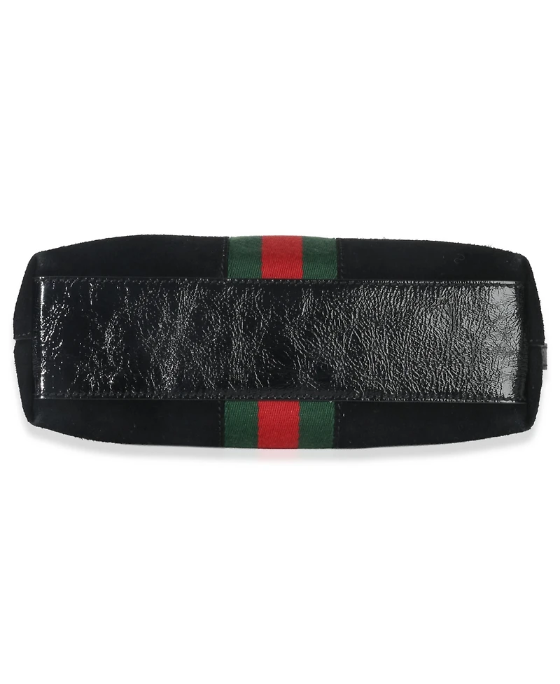 Pre-Owned Gucci Black Suede Patent Web Small Ophidia Dome Bag