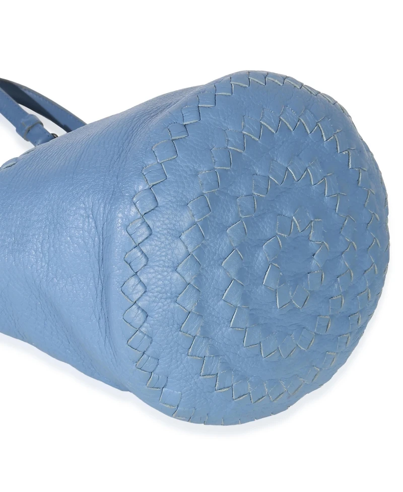 Pre-Owned Bottega Veneta Blue Intrecciato Trimmed Cervo Small Bucket Bag