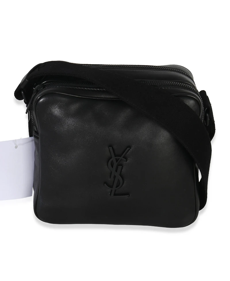 Pre-Owned Saint Laurent Black Lambskin Monogram Niki Cube Camera Bag