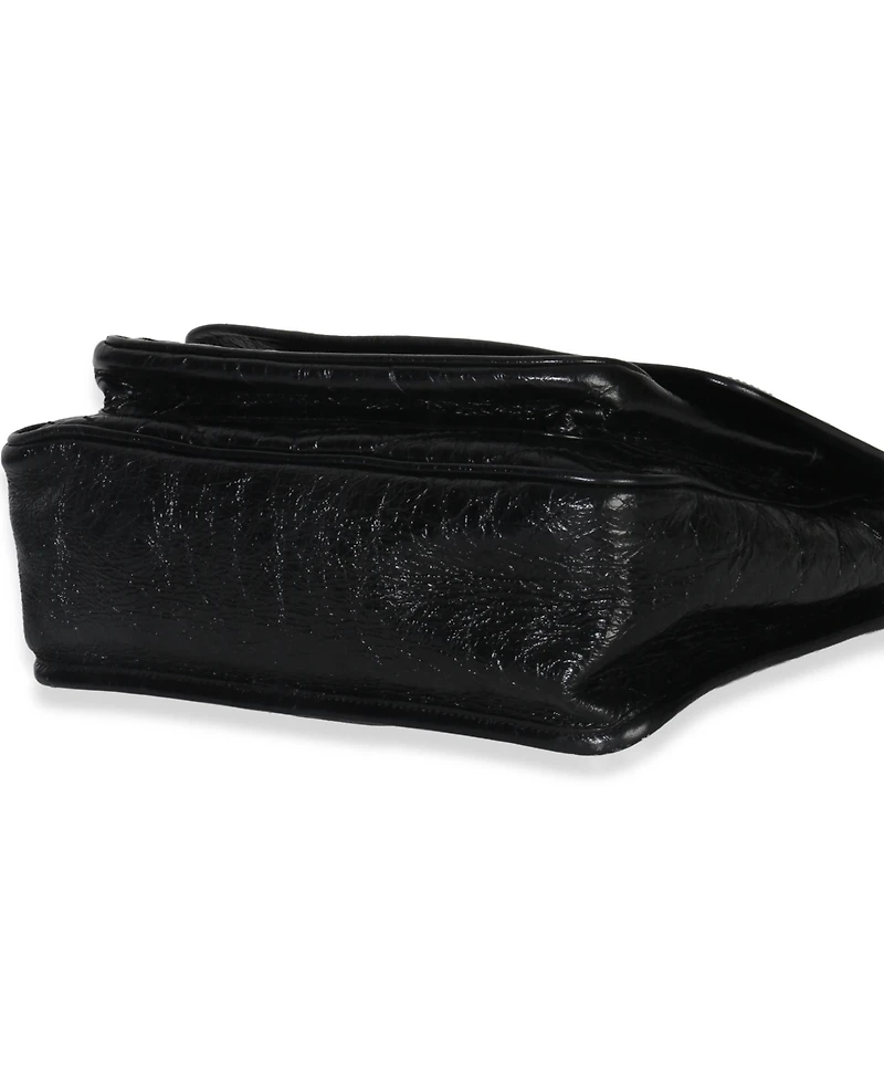 Pre-Owned Saint Laurent Black Crinkled Calfskin Matelasse Medium Niki Chain Satchel