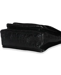 Pre-Owned Saint Laurent Black Crinkled Calfskin Matelasse Medium Niki Chain Satchel