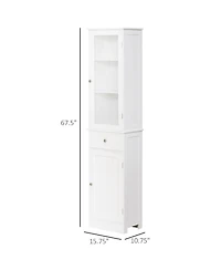 Busdays Narrow Slim Bathroom Storage Cabinet Linen Tower with Acrylic Door Drawer and Shelves