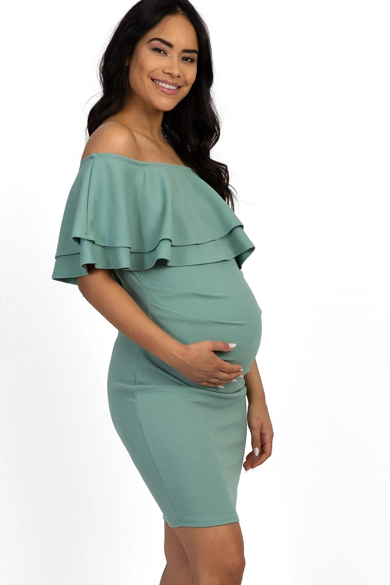 Pinkblush Maternity Sage Off Shoulder Fitted Dress