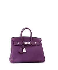 Pre-Owned HERMES Birkin 25 Handbag Purple Togo with Palladium Hardware