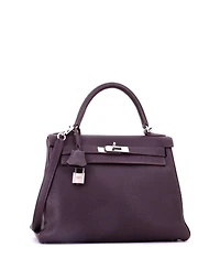 Pre-Owned HERMES Kelly 28 Handbag Purple Togo with Palladium Hardware