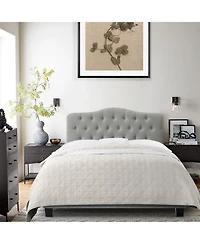 Boyel Living Low Profile Upholstered Bed Button Tufted Frame with Solid Wood Structure and Plush Padding