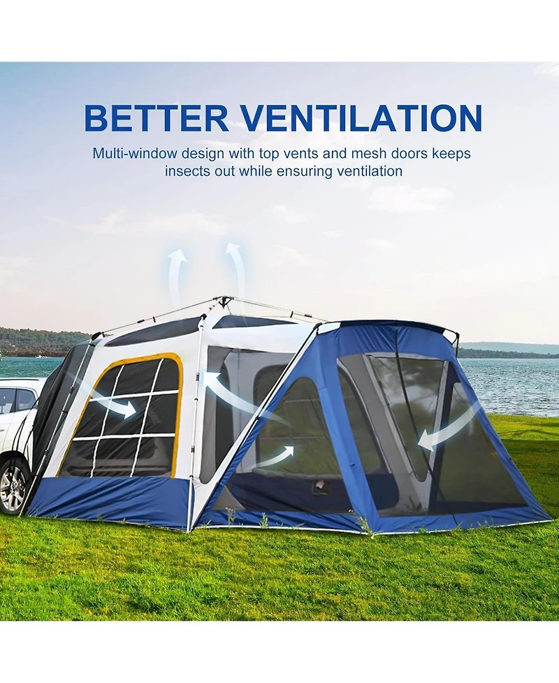 Aboron 6-8 Person Suv Tailgate Tent - Waterproof Camping with Rainfly and Awning, Large 15.6' x 10' 7.5' Design