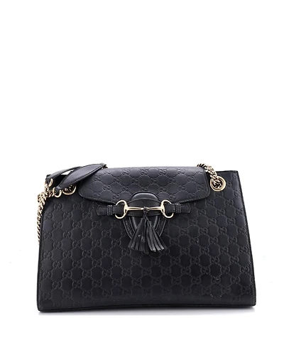 Pre-Owned Gucci Large Emily Chain Flap Shoulder Bag Guccissima Leather