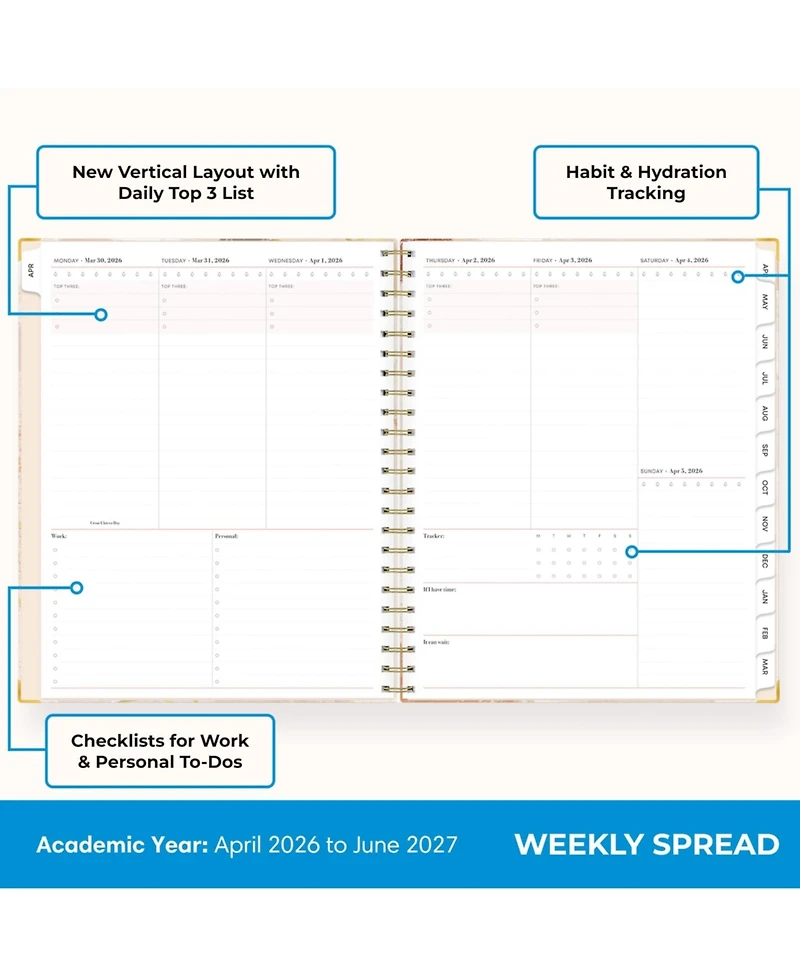 Gnuadz Academic Planner 2026-2027 15 Month Hardcover