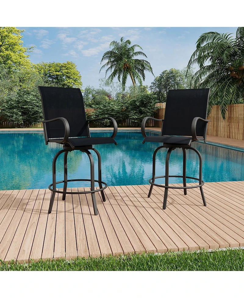 homfan All-Weather Patio Bar Table and Swivel Bar Stools Set