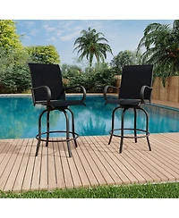 homfan All-Weather Patio Bar Table and Swivel Bar Stools Set