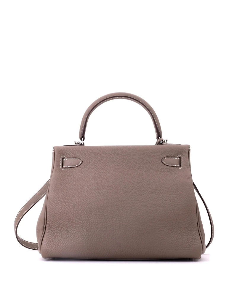 Pre-Owned HERMES Kelly Handbag Grey Togo with Palladium Hardware