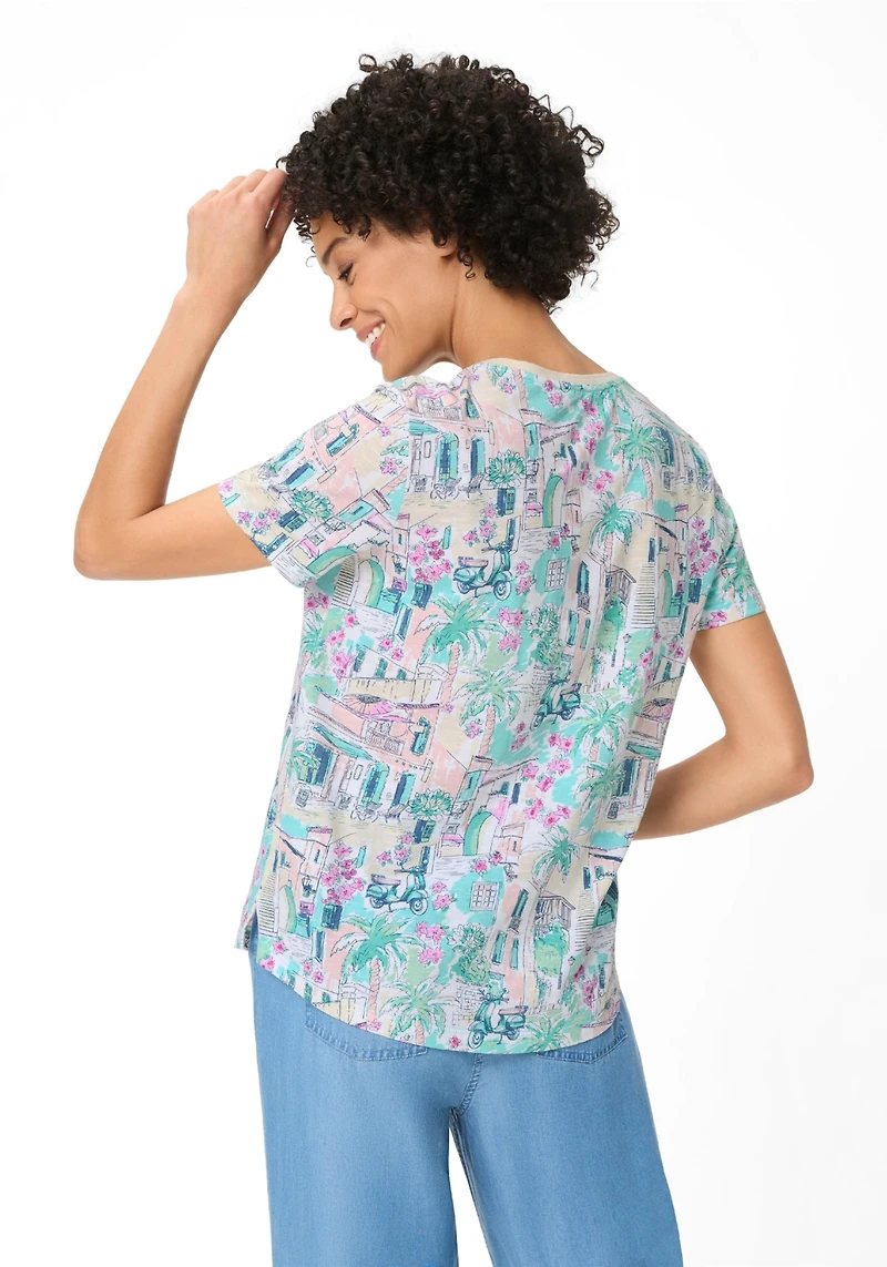 Olsen Women's Italian Villa Print T-Shirt