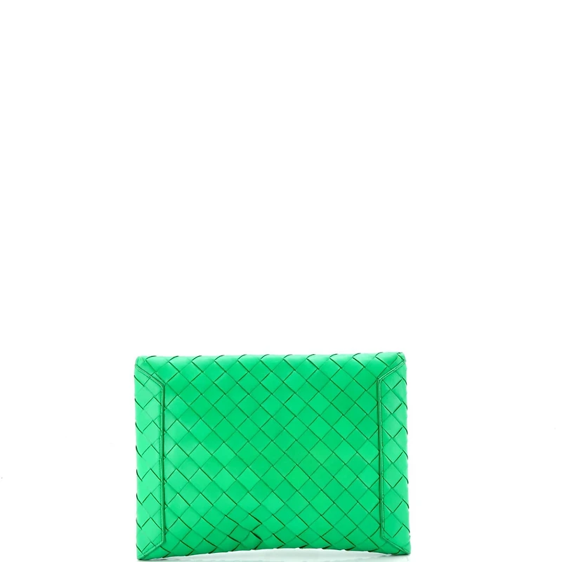 Pre-Owned Bottega Veneta Small Cassette Flat Pouch Maxi Intrecciato Leather