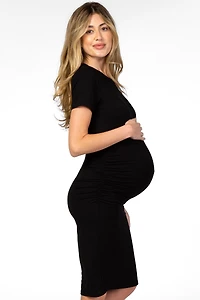 Pinkblush Maternity Black Basic Short Sleeve Fitted Dress
