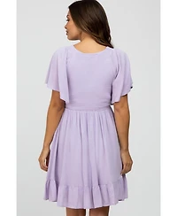 Pinkblush Maternity Navy Blue Smocked Front Ruffle Hem Dress