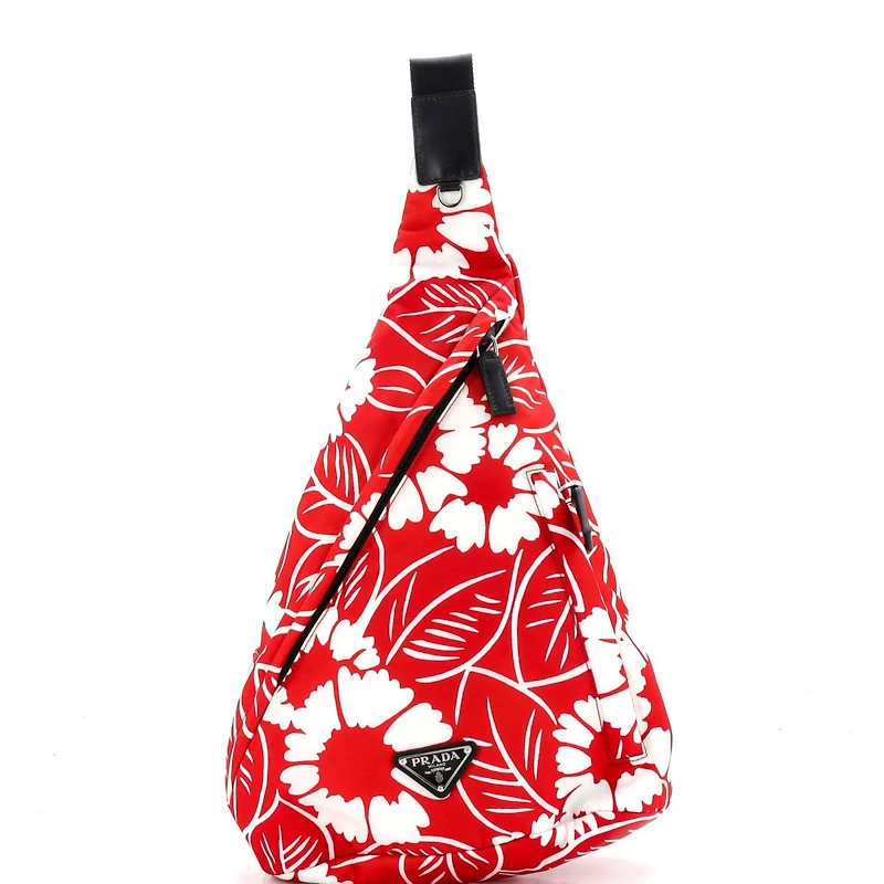 Pre-Owned Prada Zip Sling Backpack Printed Tessuto