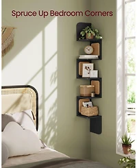 Slickblue Modern 5 Tier Corner Shelf Pvc Rattan Storage Organizer