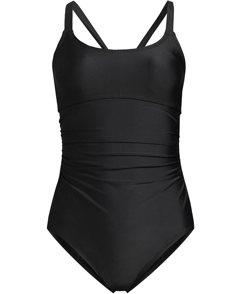 Lands' End Women's Essential Tie Back Ruched One Piece Swimsuit