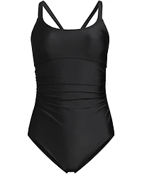 Lands' End Women's Essential Tie Back Ruched One Piece Swimsuit