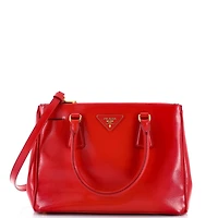Pre-Owned Prada Mini Double Zip Lux Tote Vernice Saffiano Leather